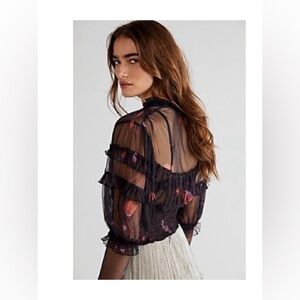 Free People Time For Shine Mesh Top Sz LARGE